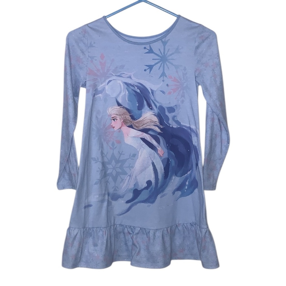Disney Collection Frozen Elsa Winter Themed Long Sleeve Nightgown Girls 7/8